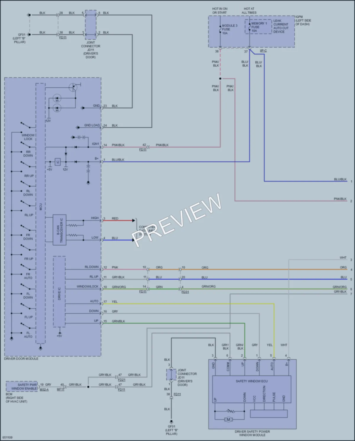 2019 Kia Niro Power Windows wiring diagram preview