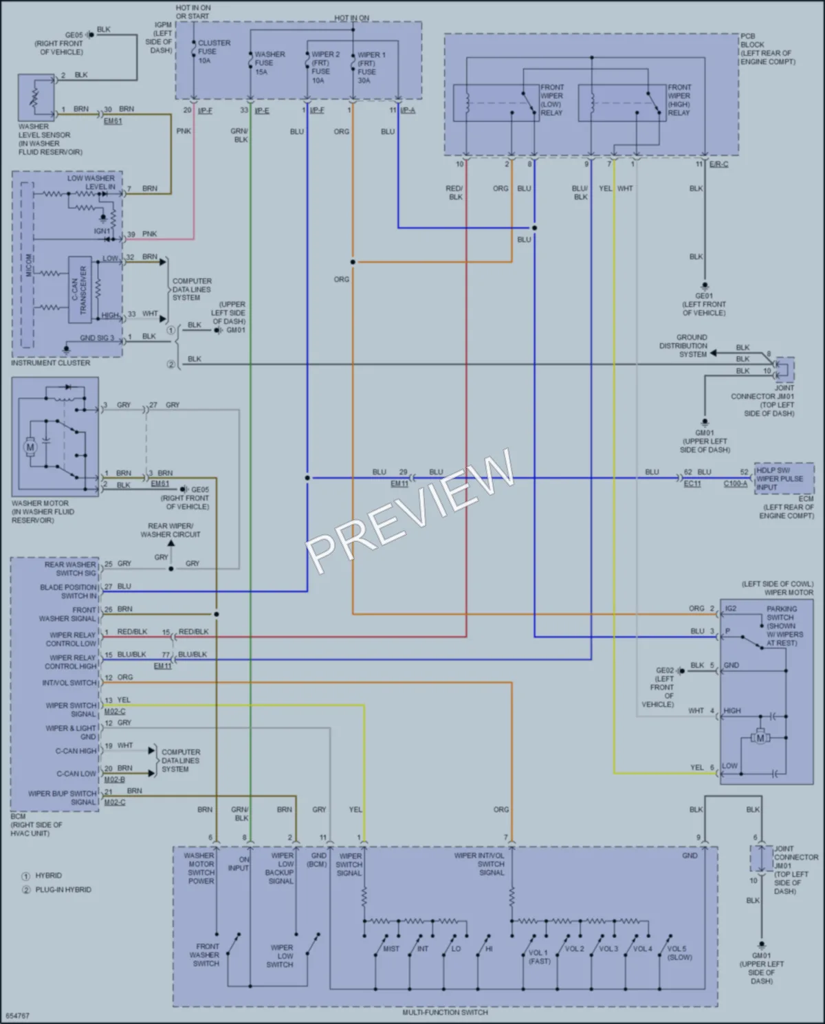 2019 Kia Niro Wiper Washer wiring diagram preview