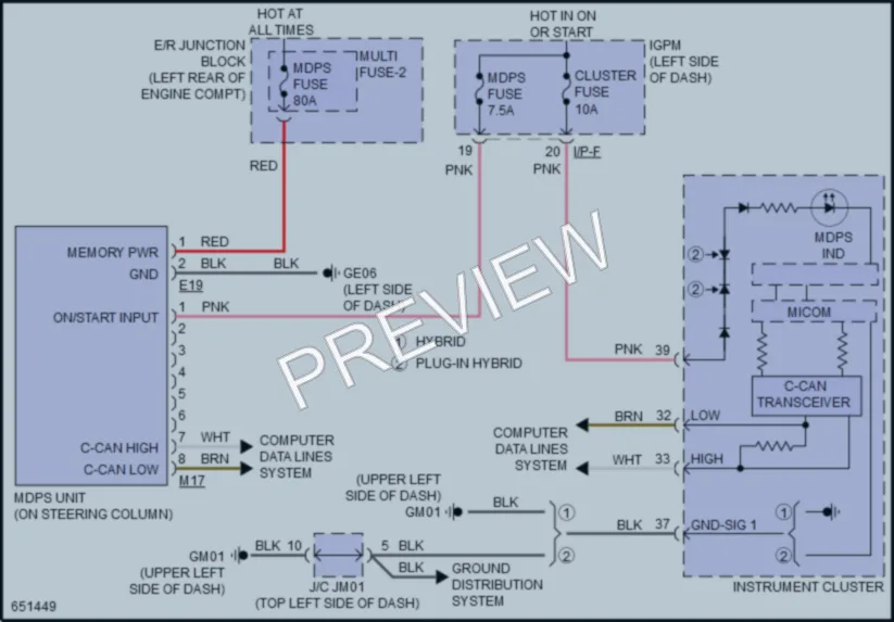 2019 Kia NiroPlugIn Electronic Power Steering wiring diagram preview