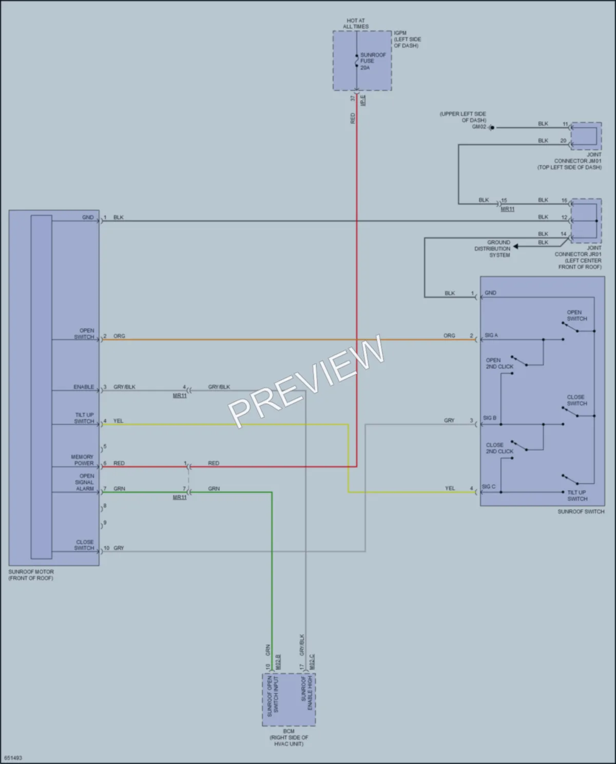 2019 Kia NiroPlugIn Power Top Sunroof wiring diagram preview