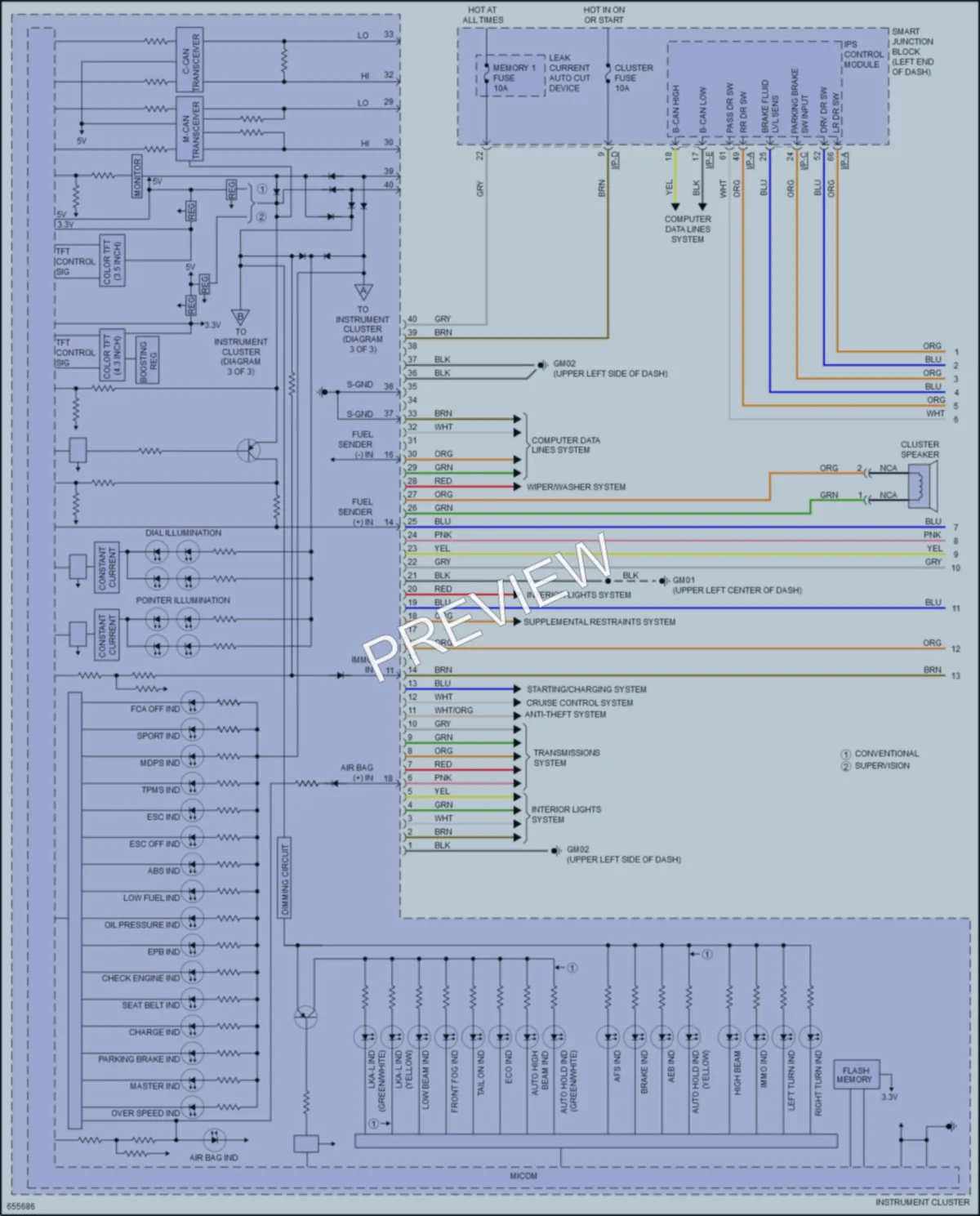 2019 Kia Optima Instrument Cluster wiring diagram preview