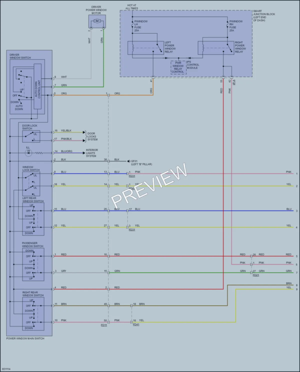 2019 Kia OptimaHybrid Power Windows wiring diagram preview