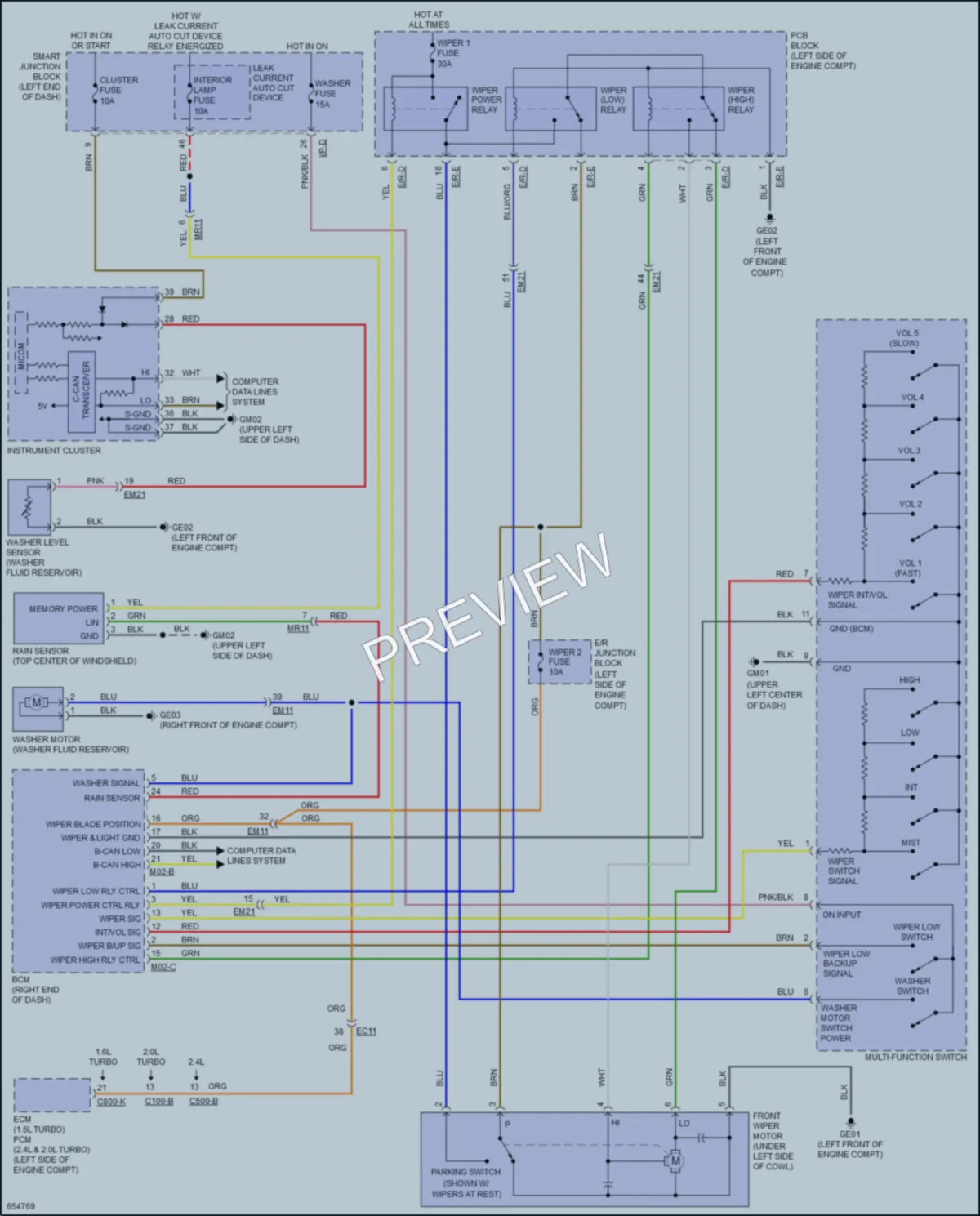 2019 Kia OptimaHybrid Wiper Washer wiring diagram preview