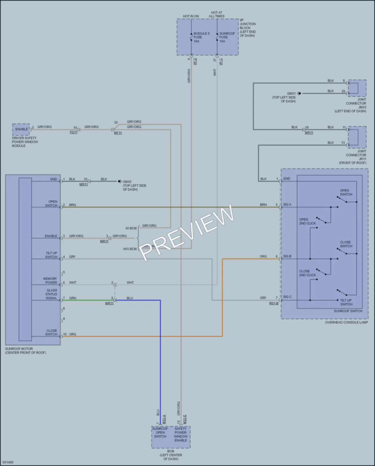 2019 Kia Rio Power Top Sunroof wiring diagram preview