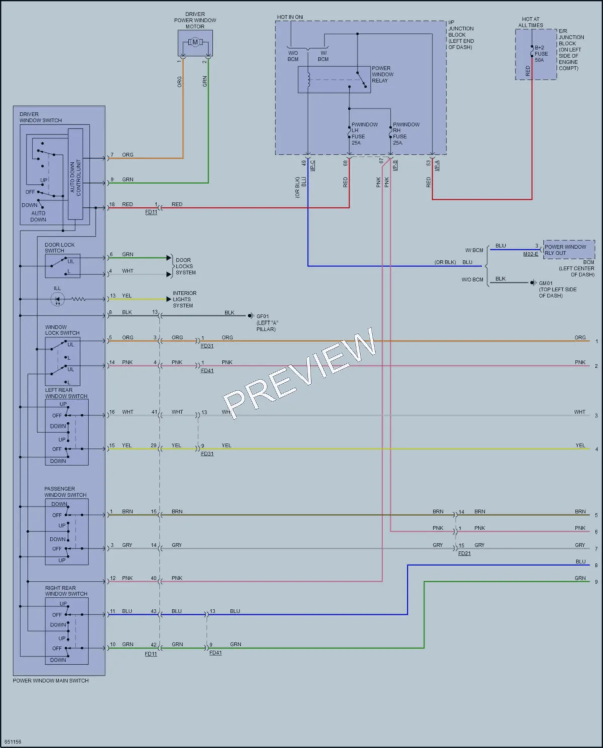 2019 Kia Rio Power Windows wiring diagram preview