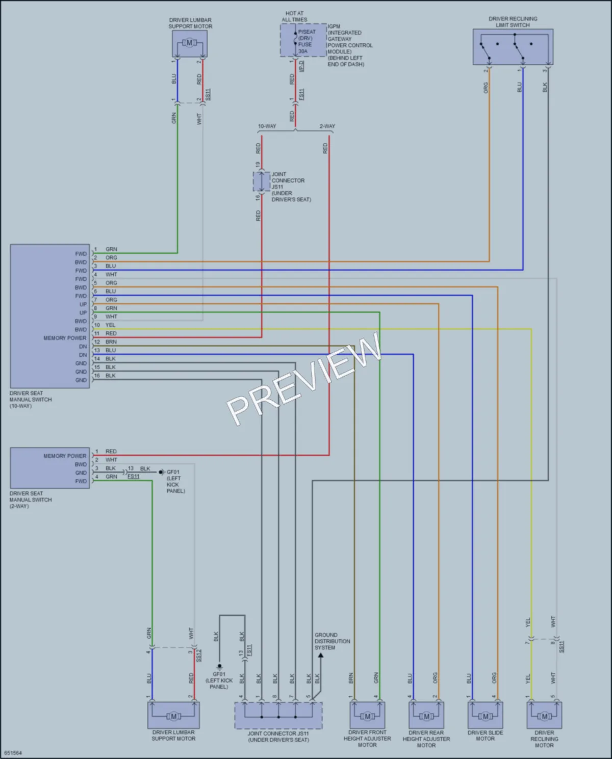 2019 Kia Sorento Power Seats wiring diagram preview