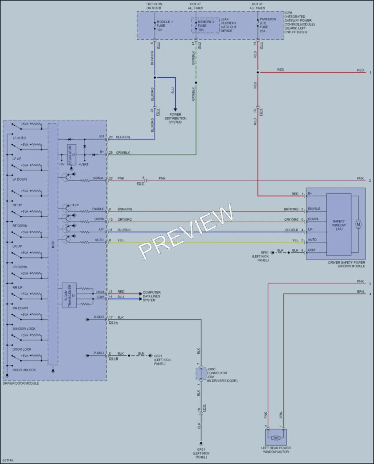 2019 Kia Sorento Power Windows wiring diagram preview