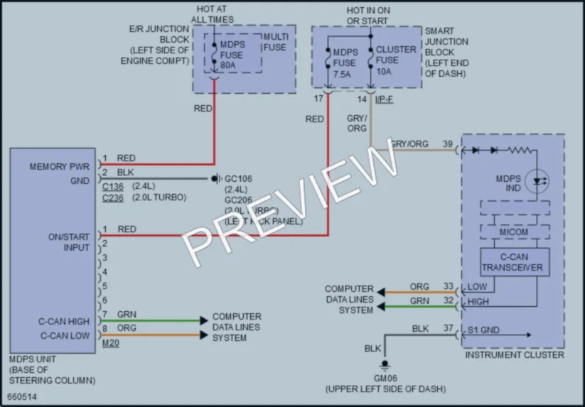 2019 Kia Sportage Electronic Power Steering wiring diagram preview
