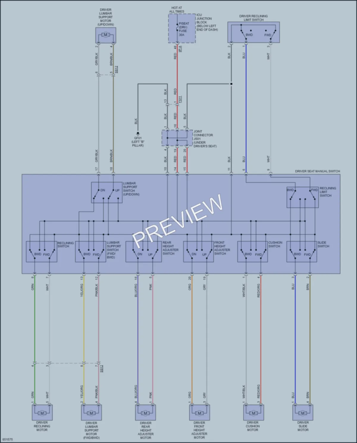 2019 Kia Stinger Power Seats wiring diagram preview