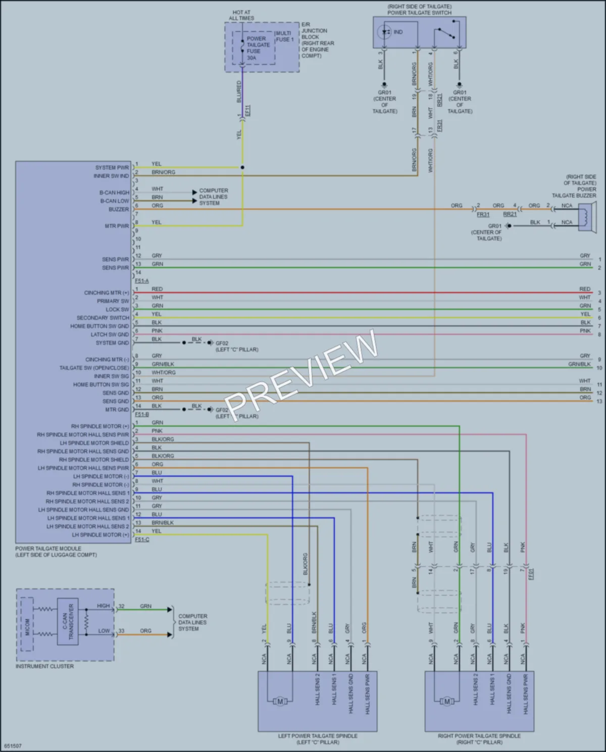 2019 Kia Stinger Trunk Tailgate Fuel Door wiring diagram preview