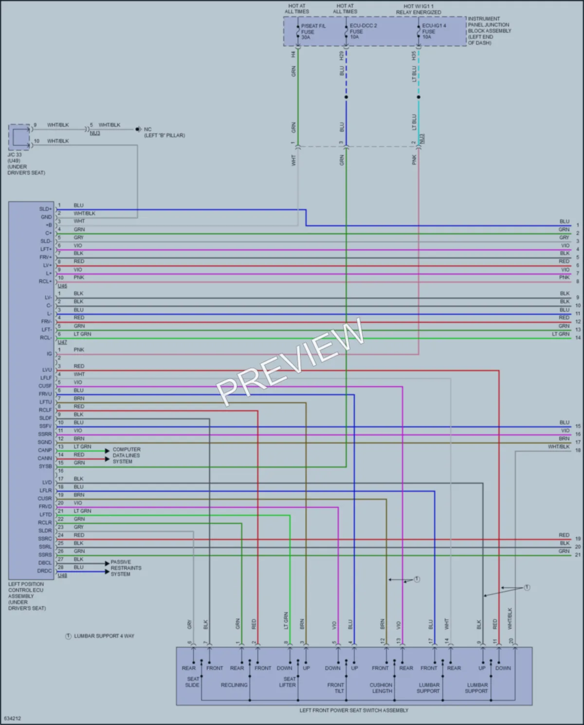2019 Lexus ES300h Memory Systems wiring diagram preview
