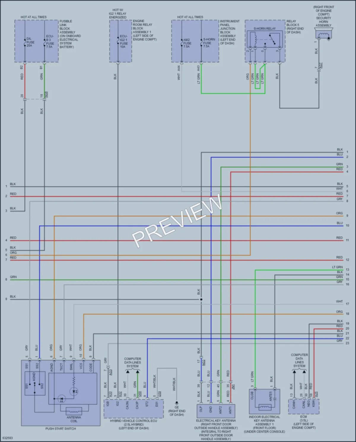 2019 Lexus ES300h Power Door Locks wiring diagram preview