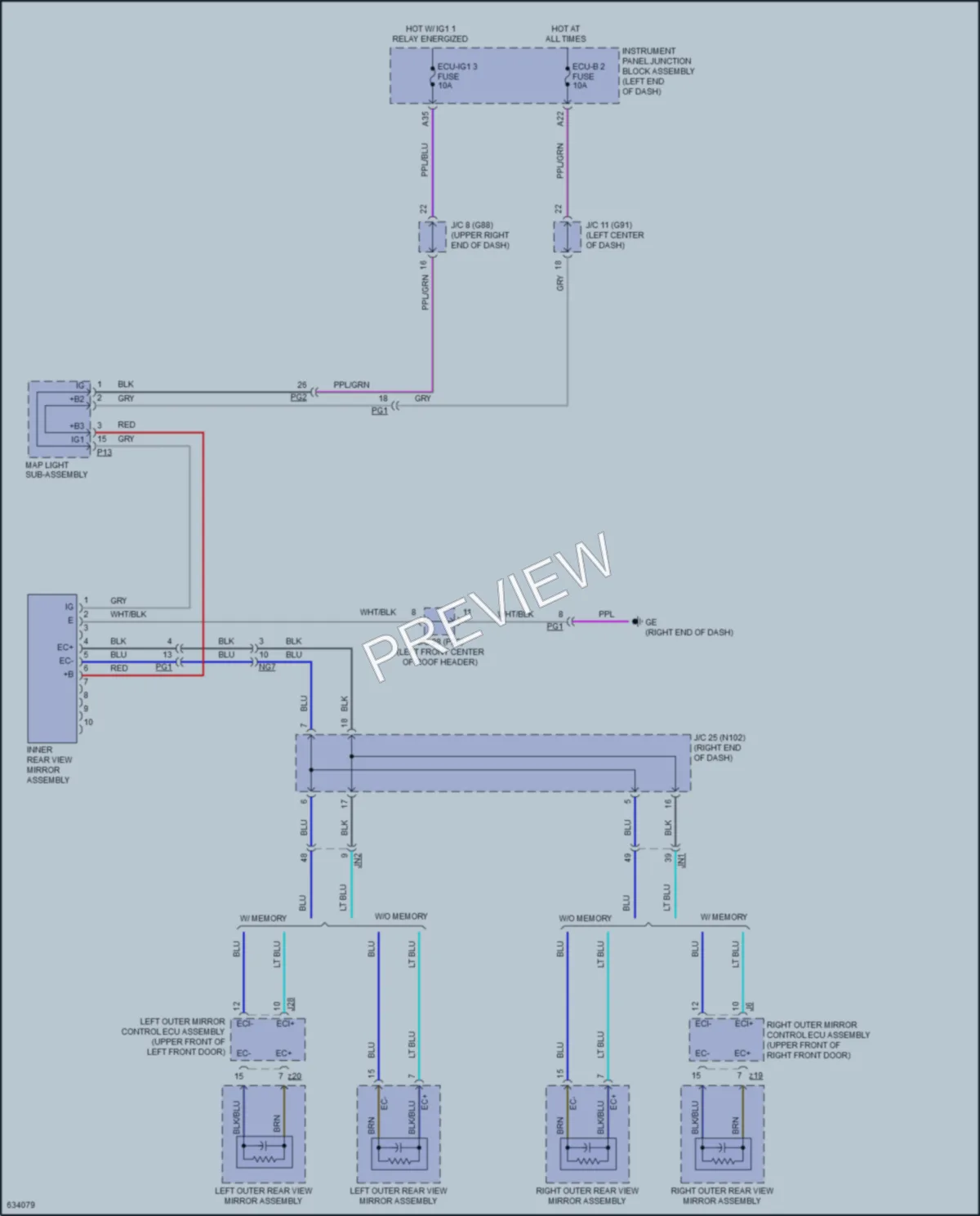 2019 Lexus ES300h Power Mirrors wiring diagram preview