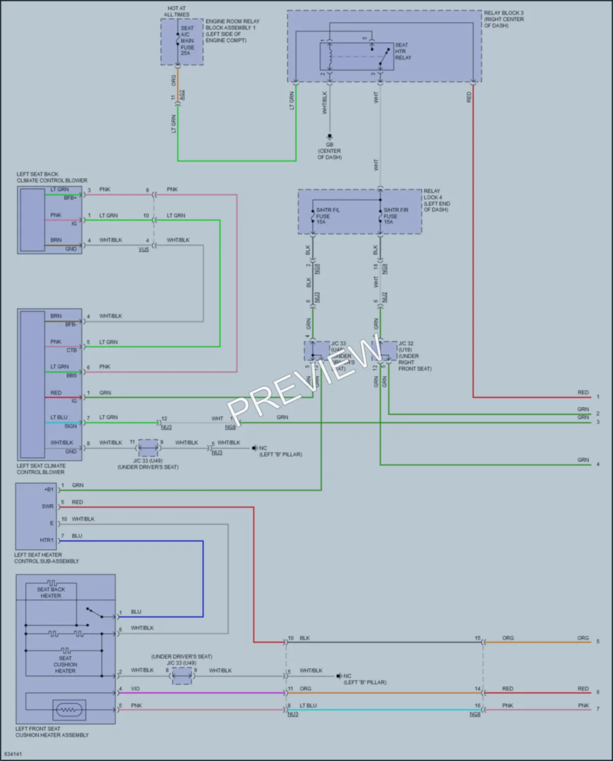 2019 Lexus ES300h Power Seats wiring diagram preview