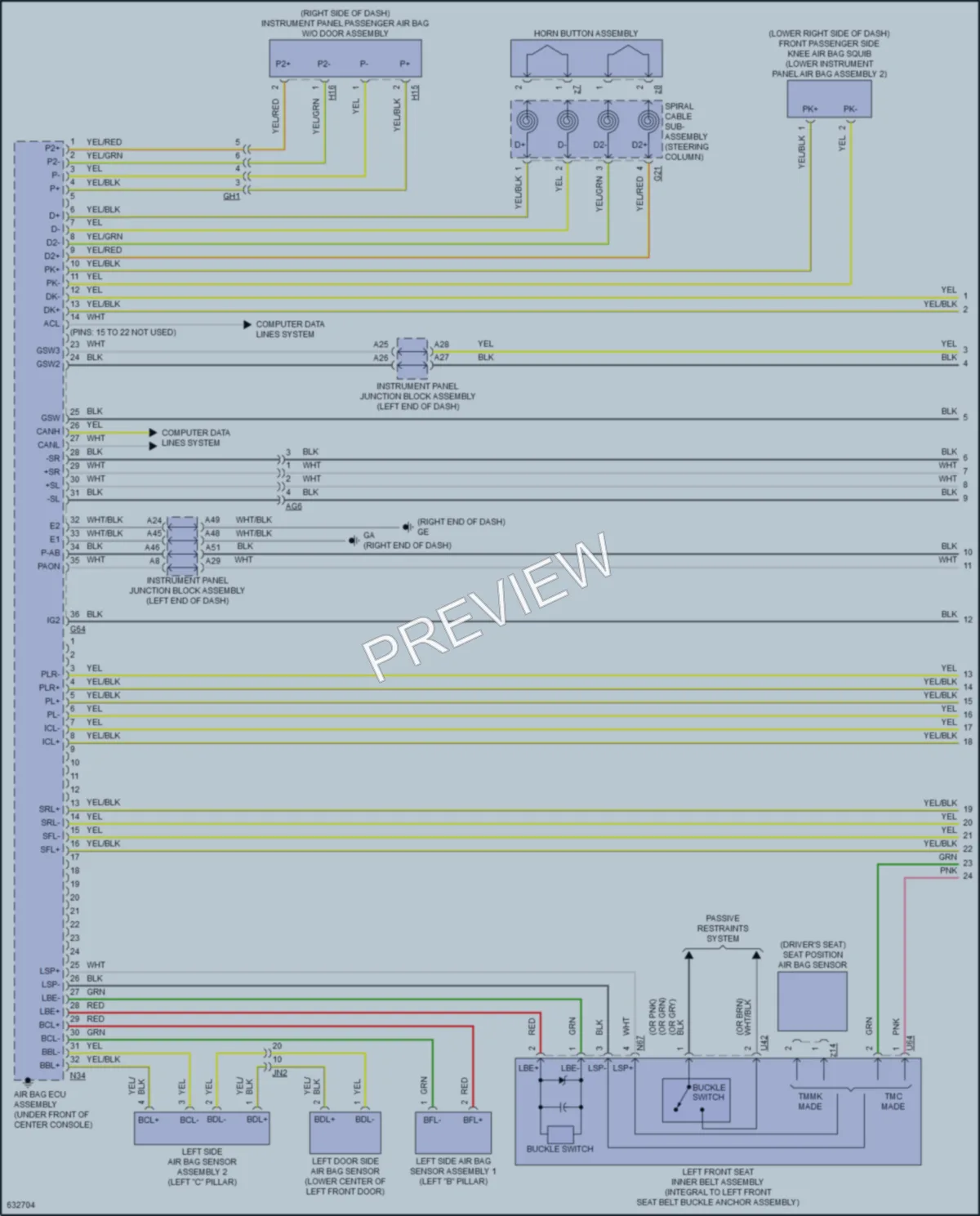 2019 Lexus ES300h Supplemental Restraints wiring diagram preview