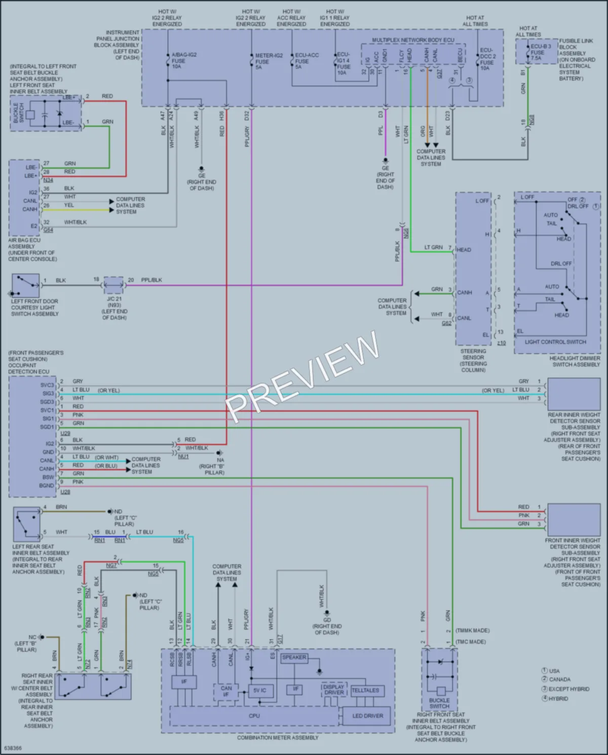 2019 Lexus ES300h Warning Systems wiring diagram preview
