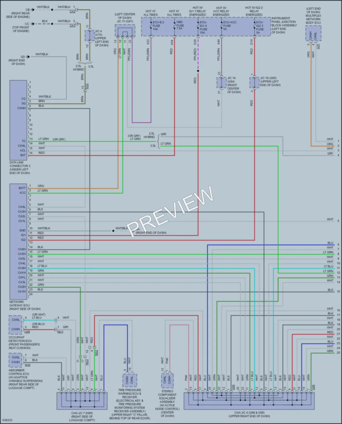 2019 Lexus ES350 Computer Data Lines wiring diagram preview