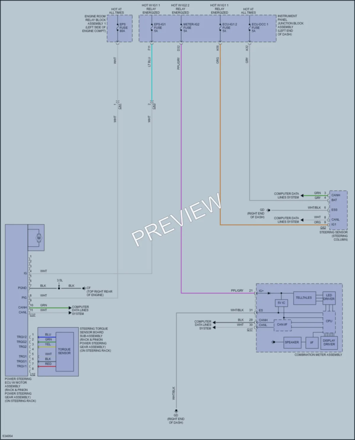 2019 Lexus ES350 Electronic Power Steering wiring diagram preview