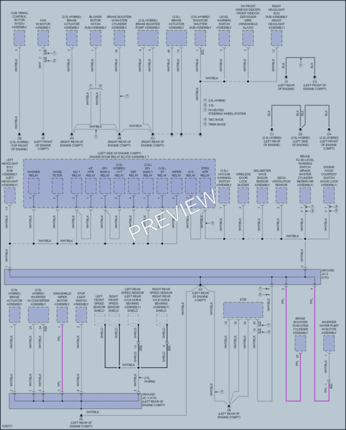 2019 Lexus ES350 Ground Distribution wiring diagram preview