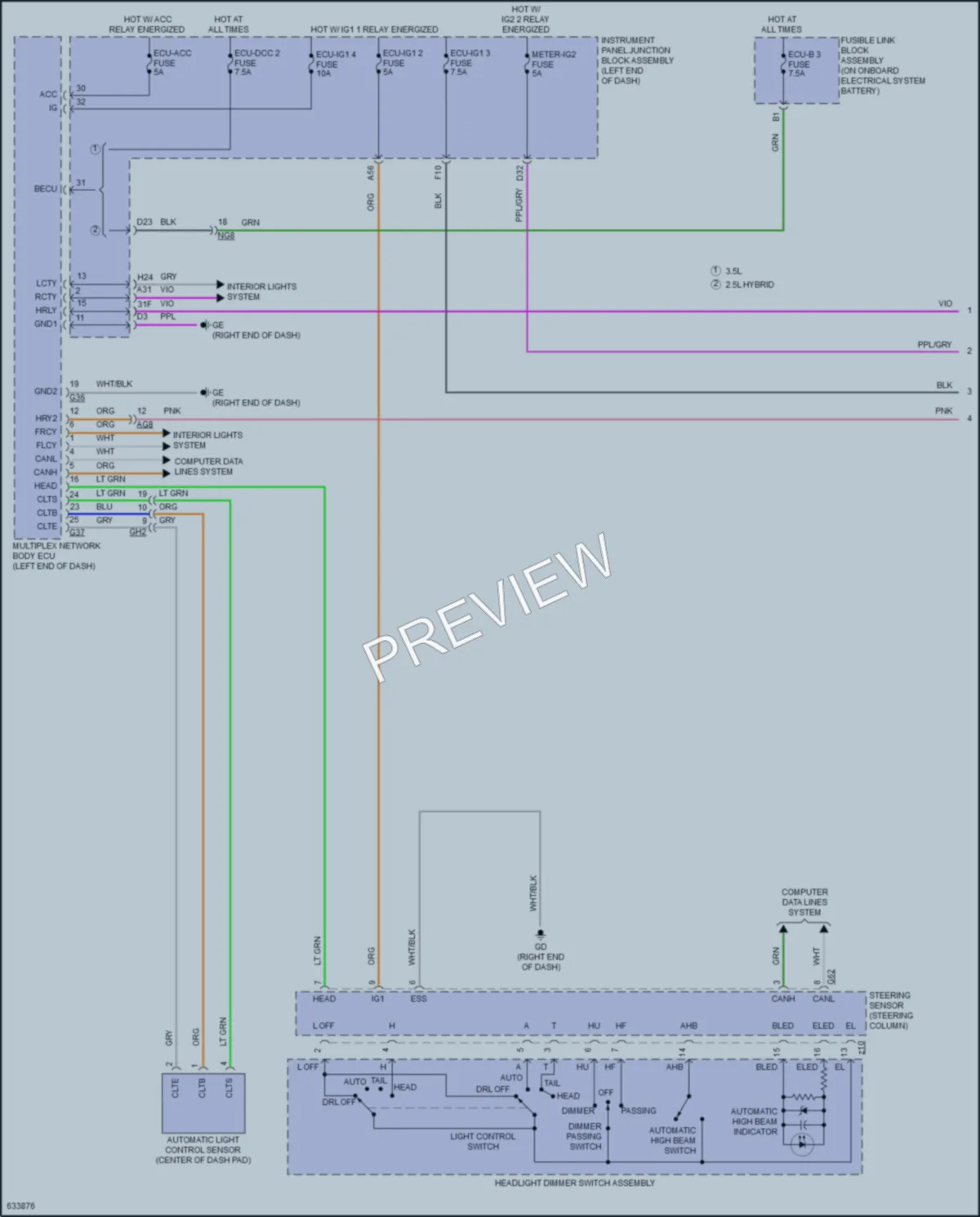 2019 Lexus ES350 Headlights wiring diagram preview