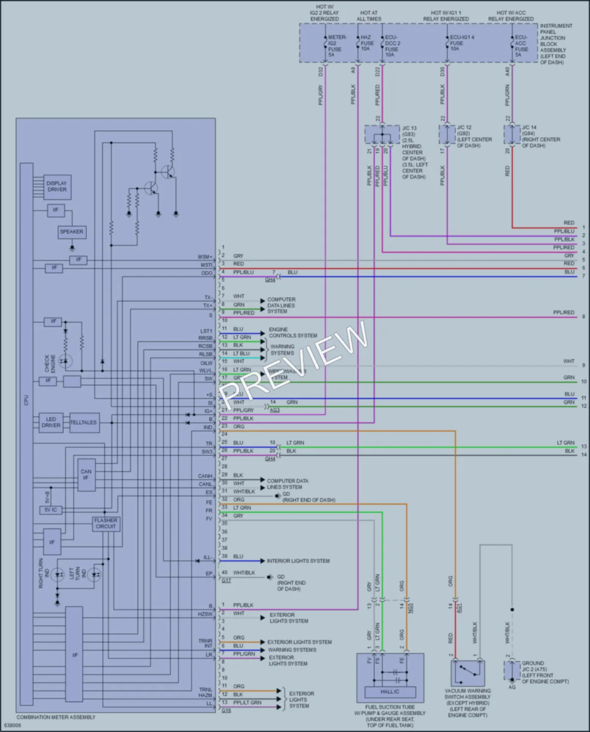 2019 Lexus ES350 Instrument Cluster wiring diagram preview
