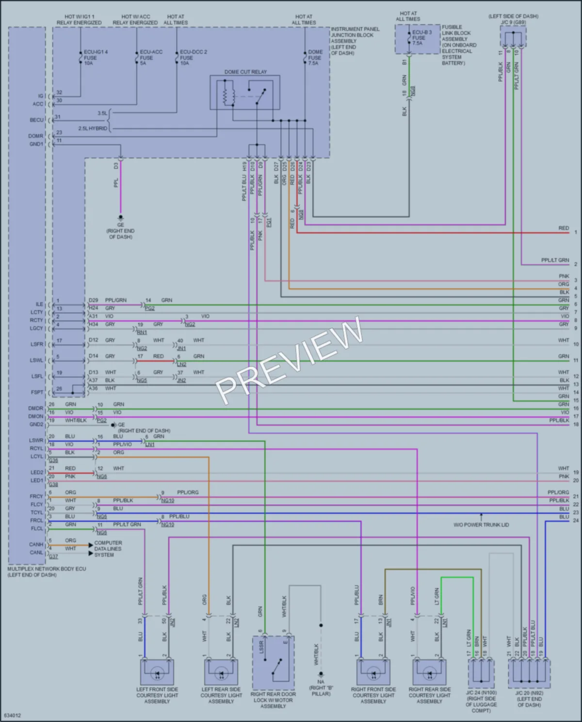 2019 Lexus ES350 Interior Lights wiring diagram preview