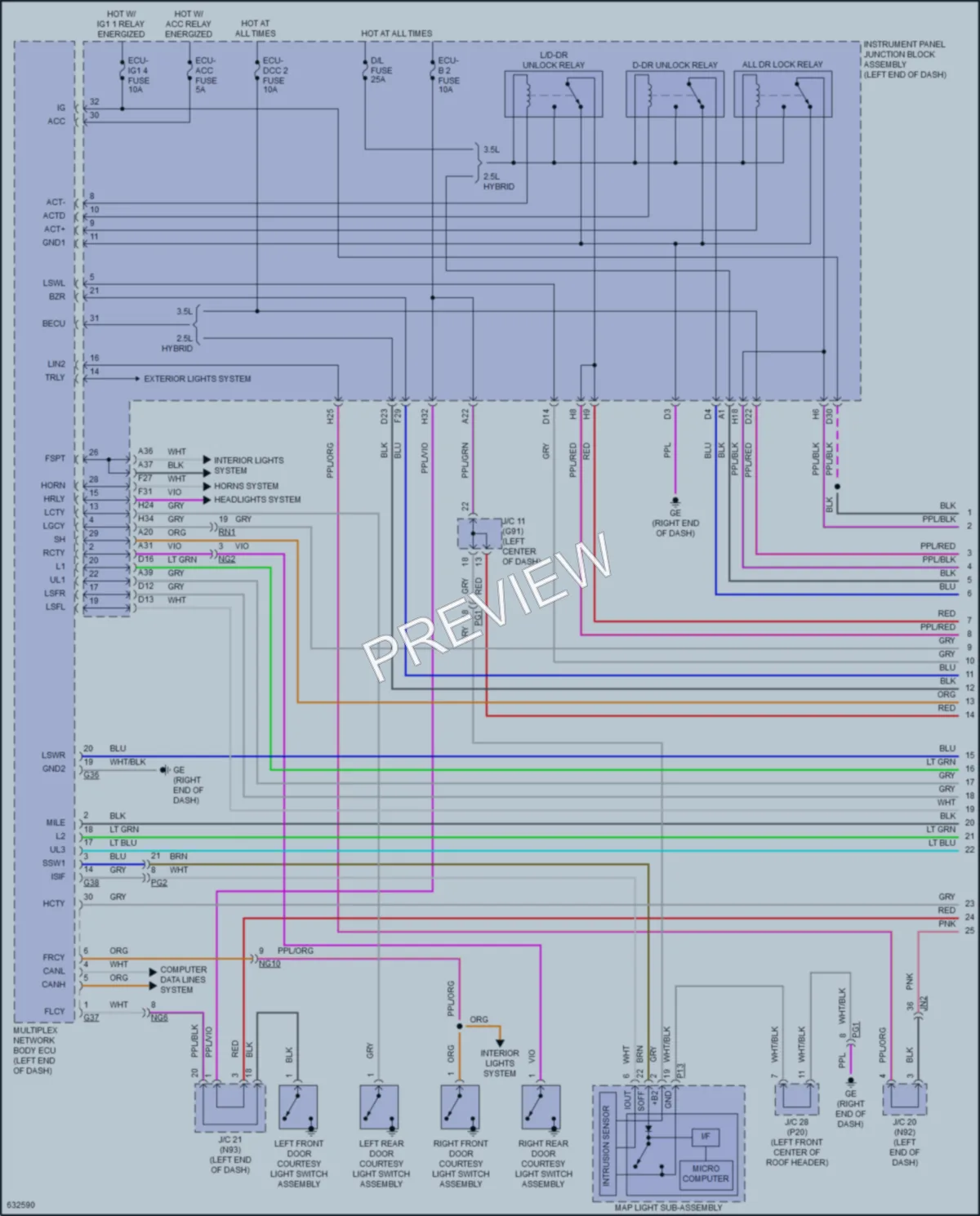 2019 Lexus ES350 Power Door Locks wiring diagram preview