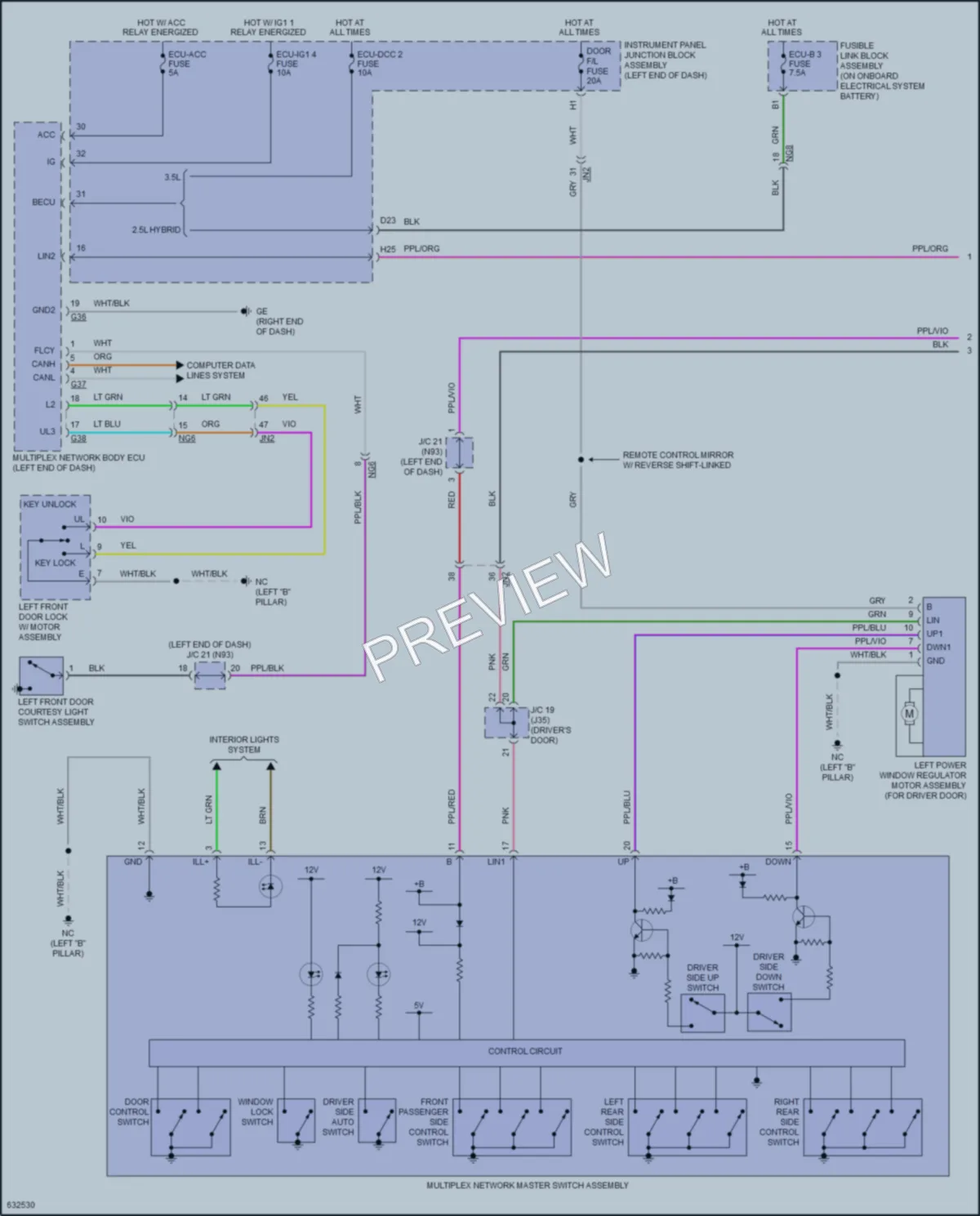 2019 Lexus ES350 Power Windows wiring diagram preview