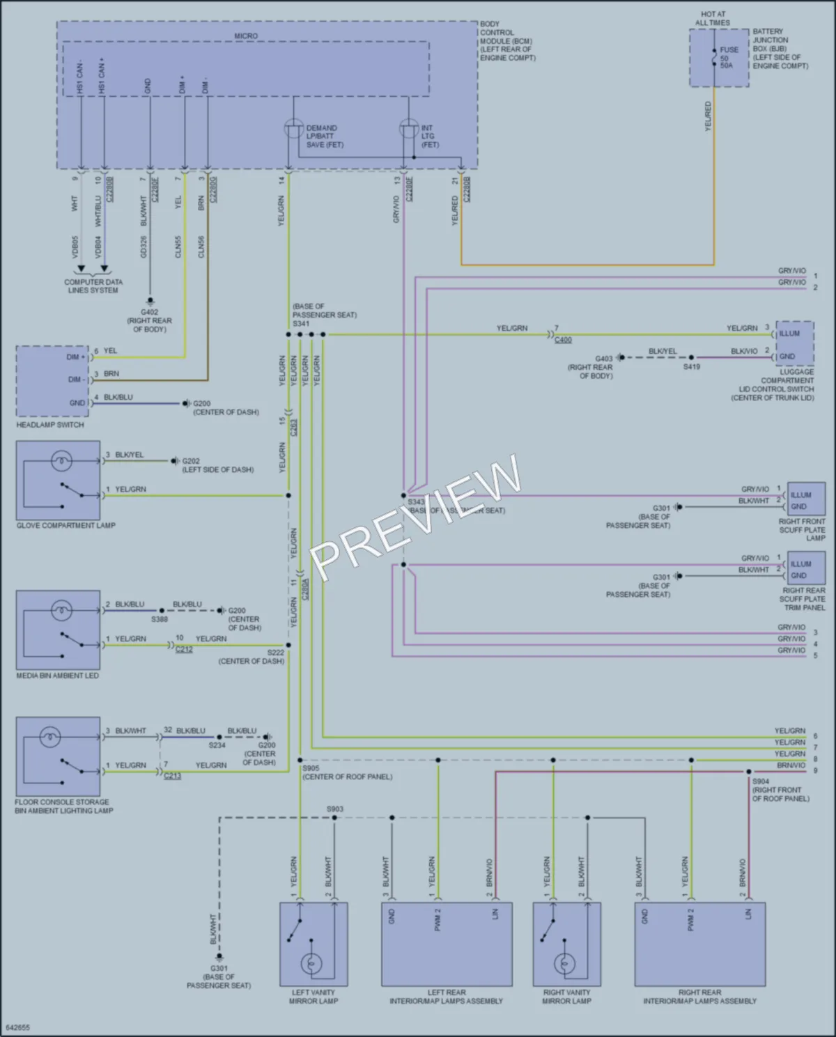 2019 Lincoln Continental Interior Lights wiring diagram preview