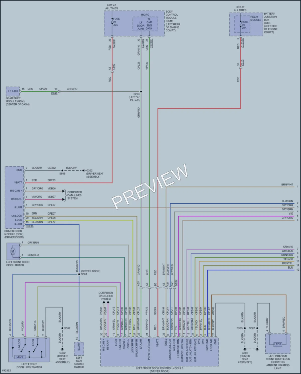 2019 Lincoln Continental Power Door Locks wiring diagram preview