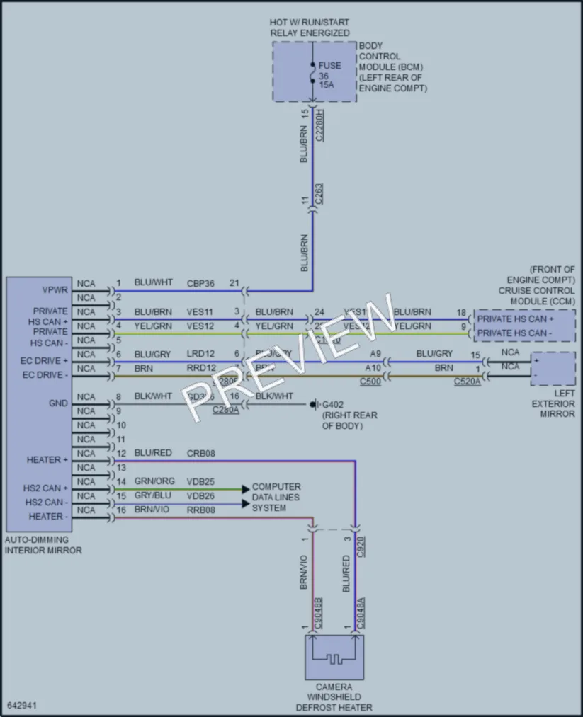 2019 Lincoln Continental Power Mirrors wiring diagram preview
