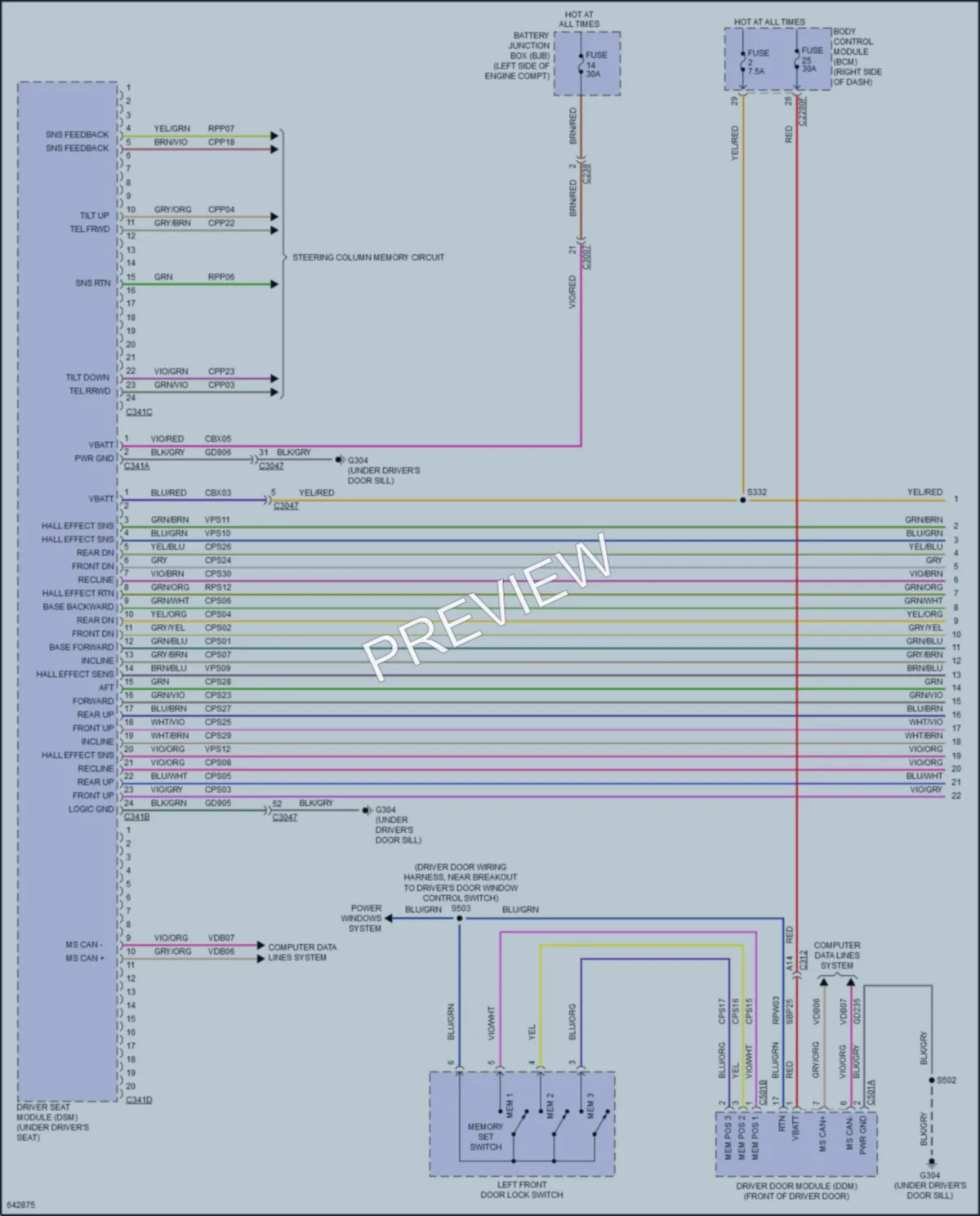 2019 Lincoln MKC Memory Systems wiring diagram preview