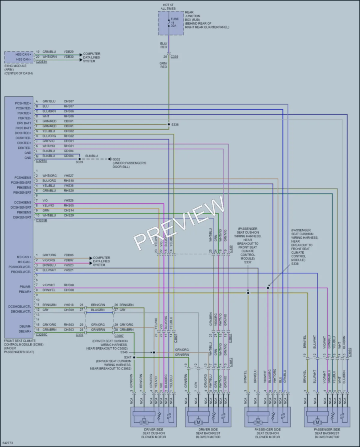 2019 Lincoln MKC Power Seats wiring diagram preview