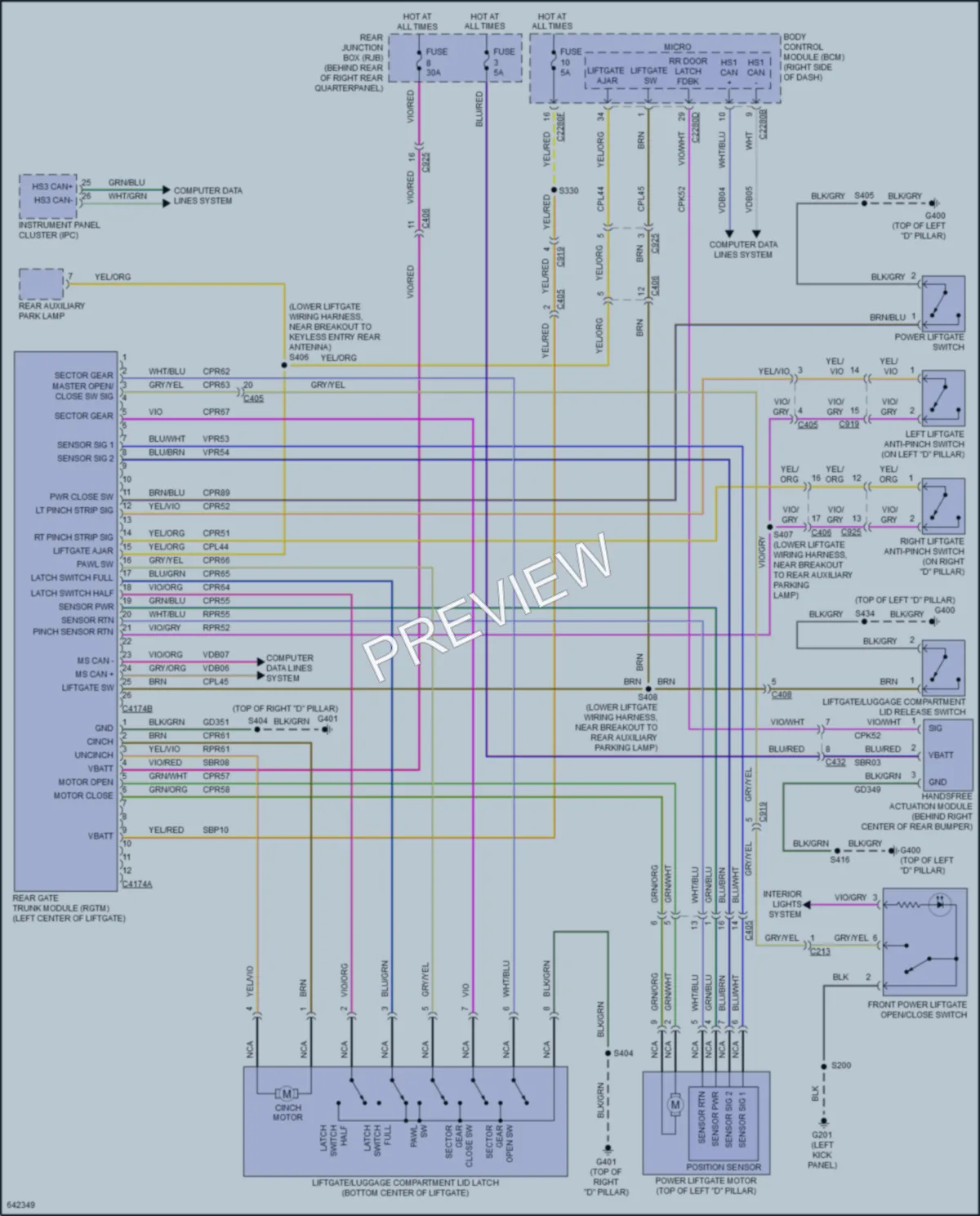 2019 Lincoln MKC Trunk Tailgate Fuel Door wiring diagram preview
