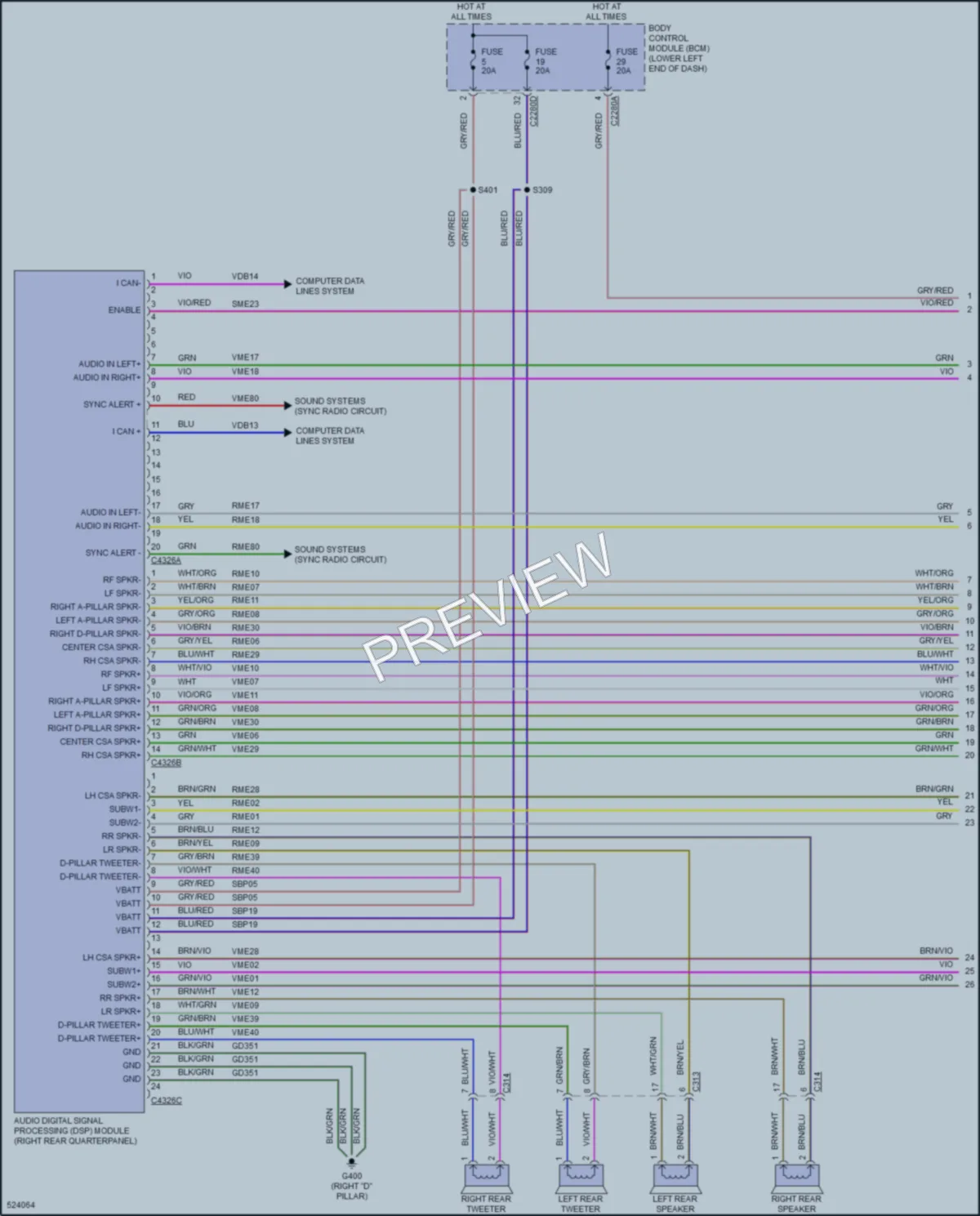 2019 Lincoln MKT Radio wiring diagram preview