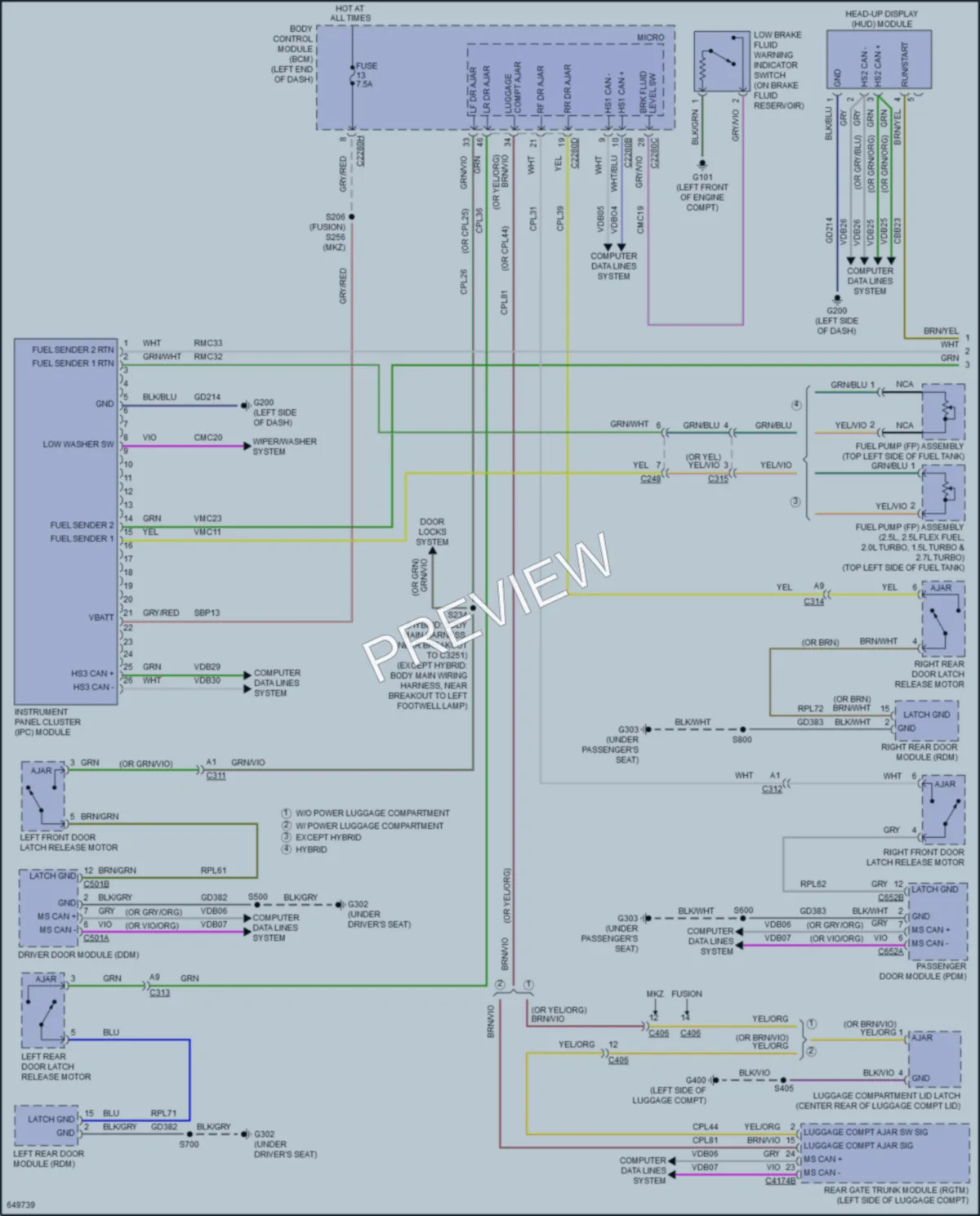 2019 Lincoln MKZ Instrument Cluster wiring diagram preview
