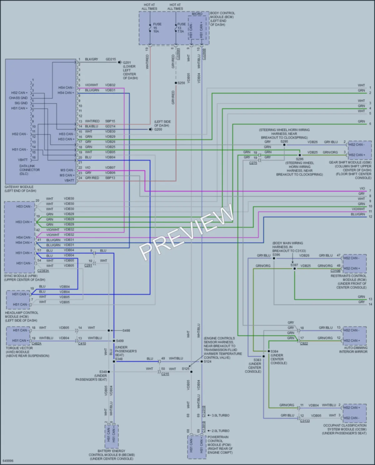 2019 Lincoln MKZHybrid Computer Data Lines wiring diagram preview