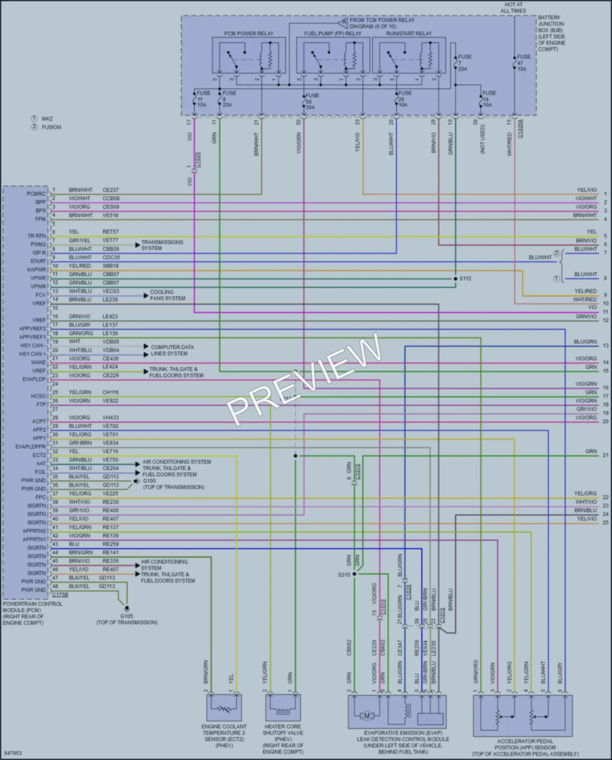2019 Lincoln MKZHybrid Engine Performance wiring diagram preview