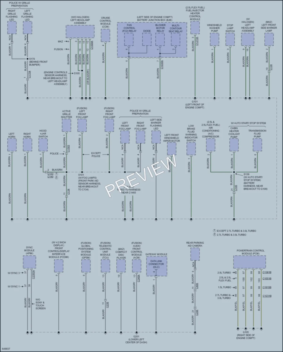 2019 Lincoln MKZHybrid Ground Distribution wiring diagram preview