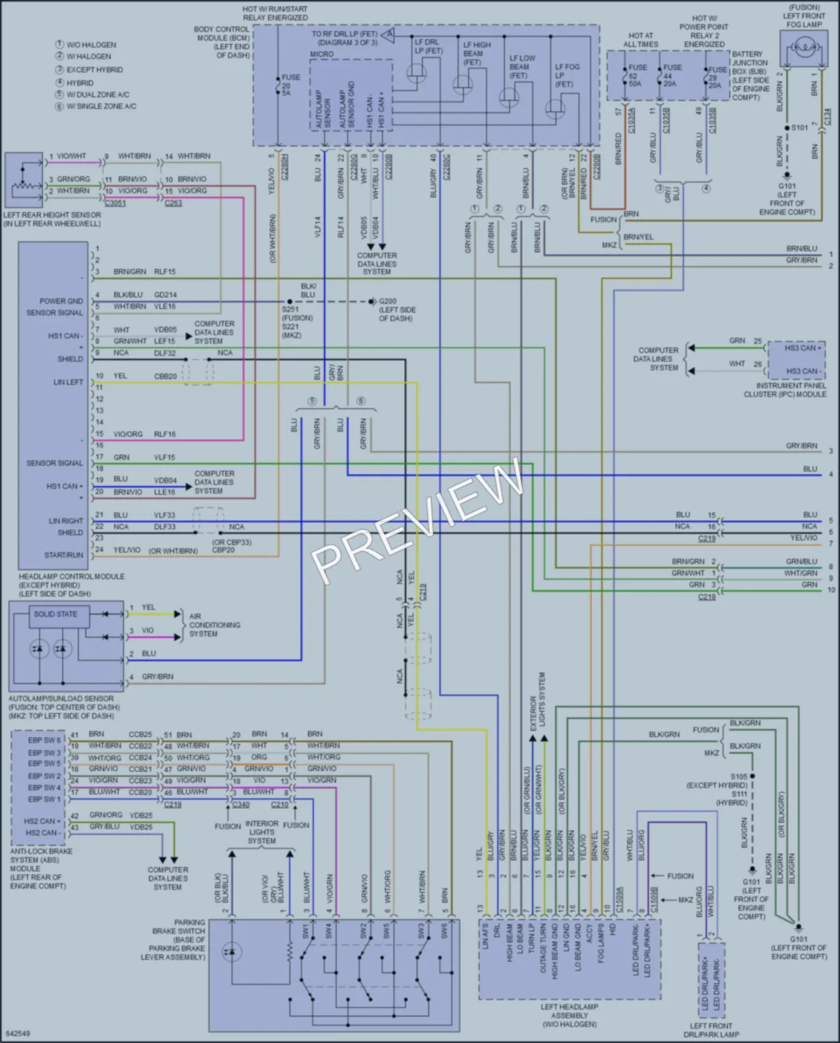 2019 Lincoln MKZHybrid Headlights wiring diagram preview