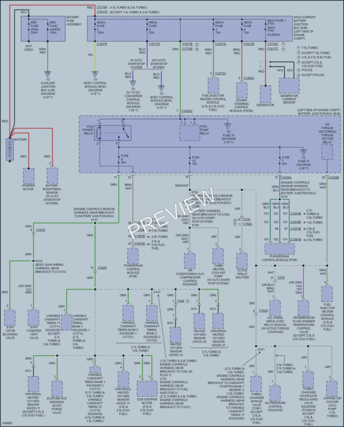2019 Lincoln MKZHybrid Power Distribution wiring diagram preview