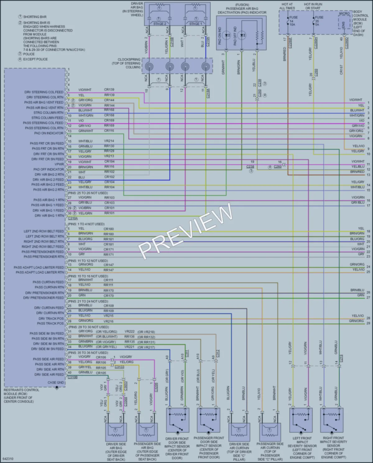 2019 Lincoln MKZHybrid Supplemental Restraints wiring diagram preview