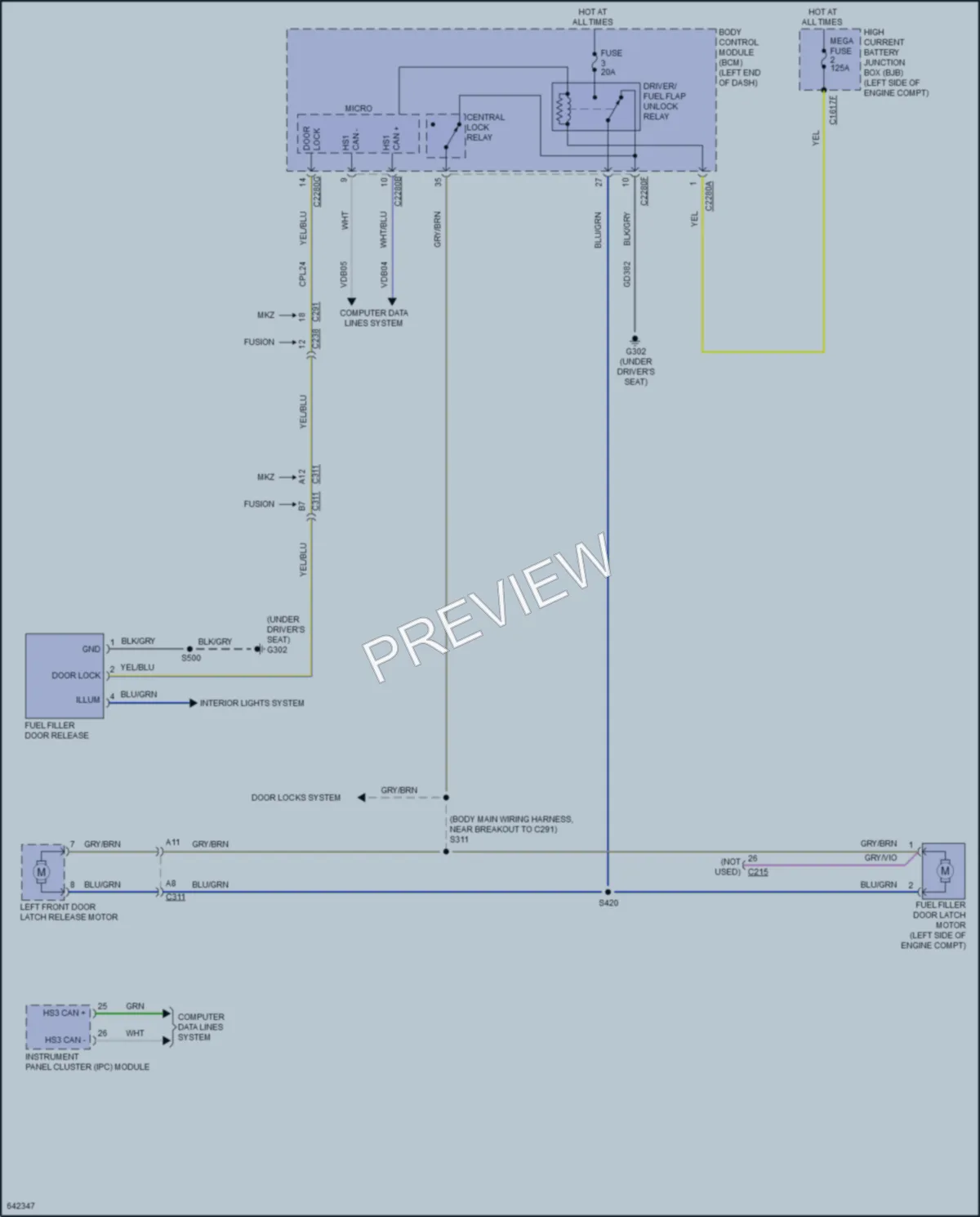 2019 Lincoln MKZHybrid Trunk Tailgate Fuel Door wiring diagram preview