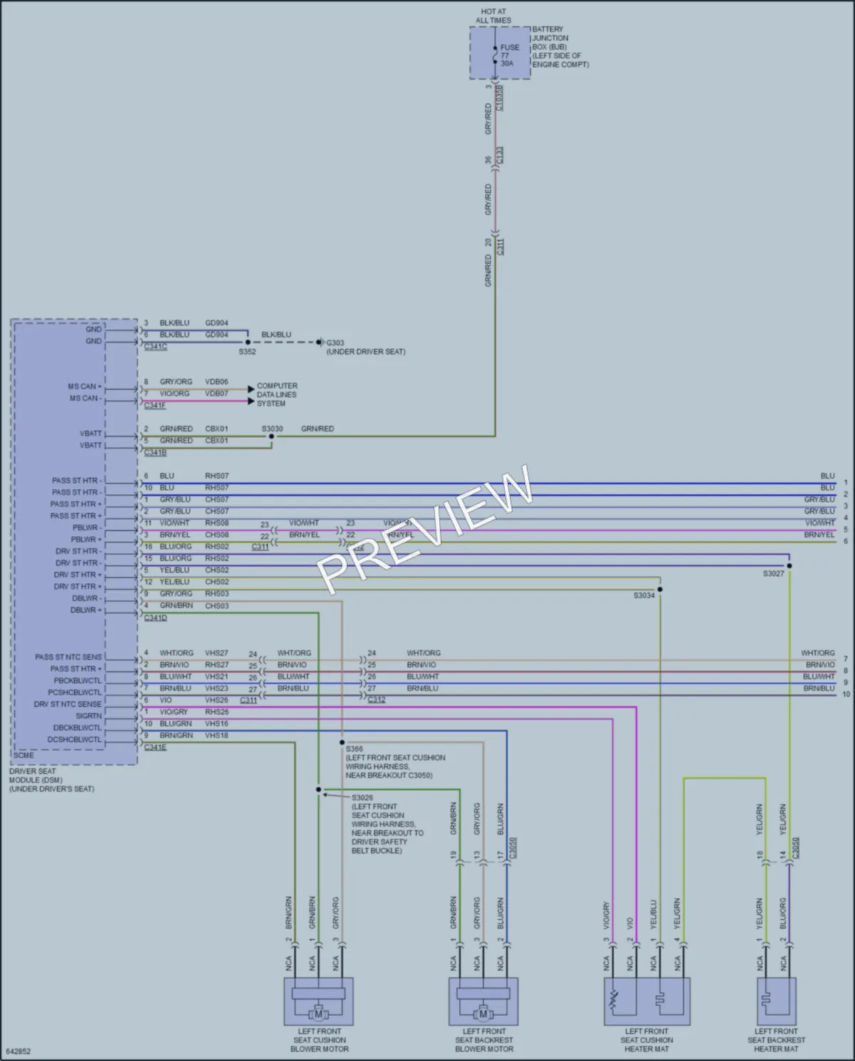 2019 Lincoln Nautilus Power Seats wiring diagram preview