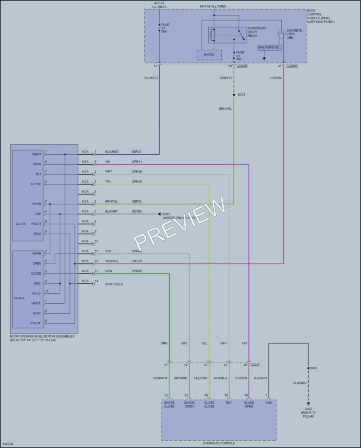 2019 Lincoln Nautilus Power Top Sunroof wiring diagram preview