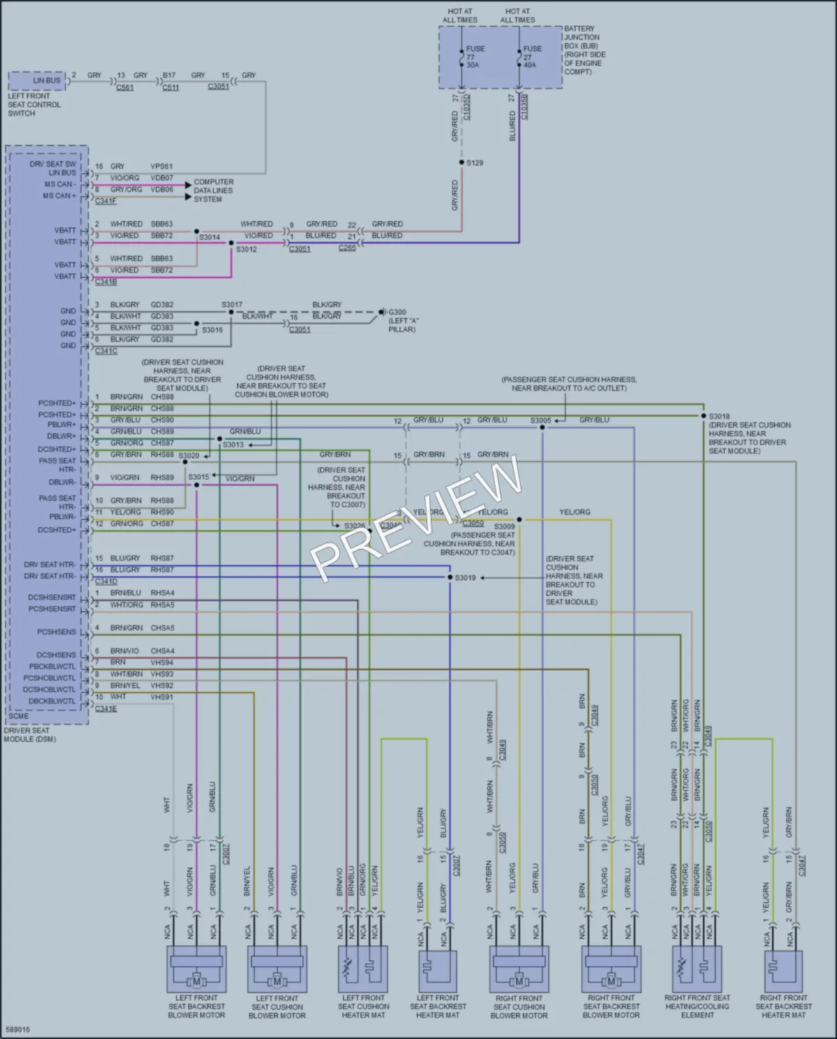 2019 Lincoln Navigator Power Seats wiring diagram preview