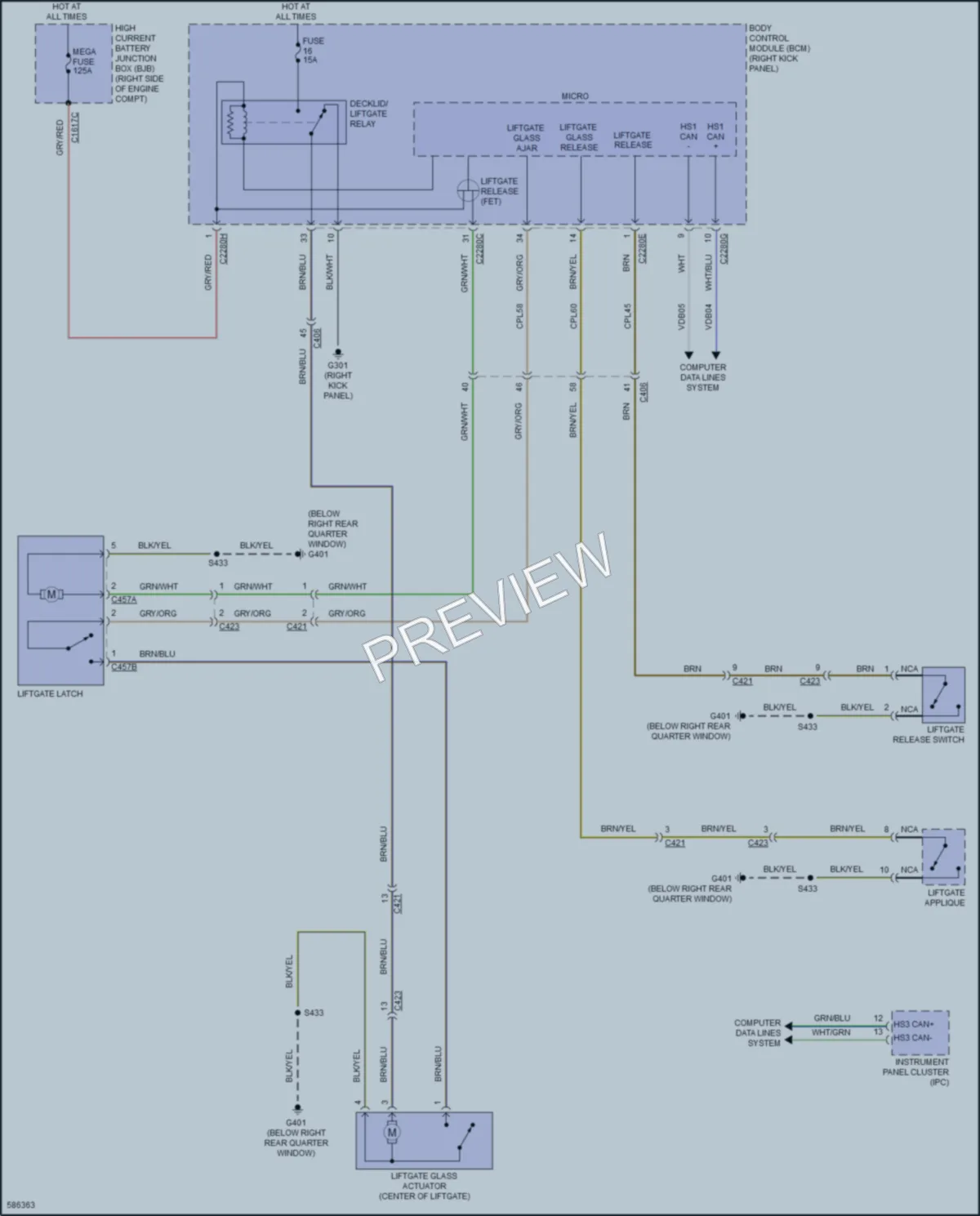 2019 Lincoln Navigator Trunk Tailgate Fuel Door wiring diagram preview