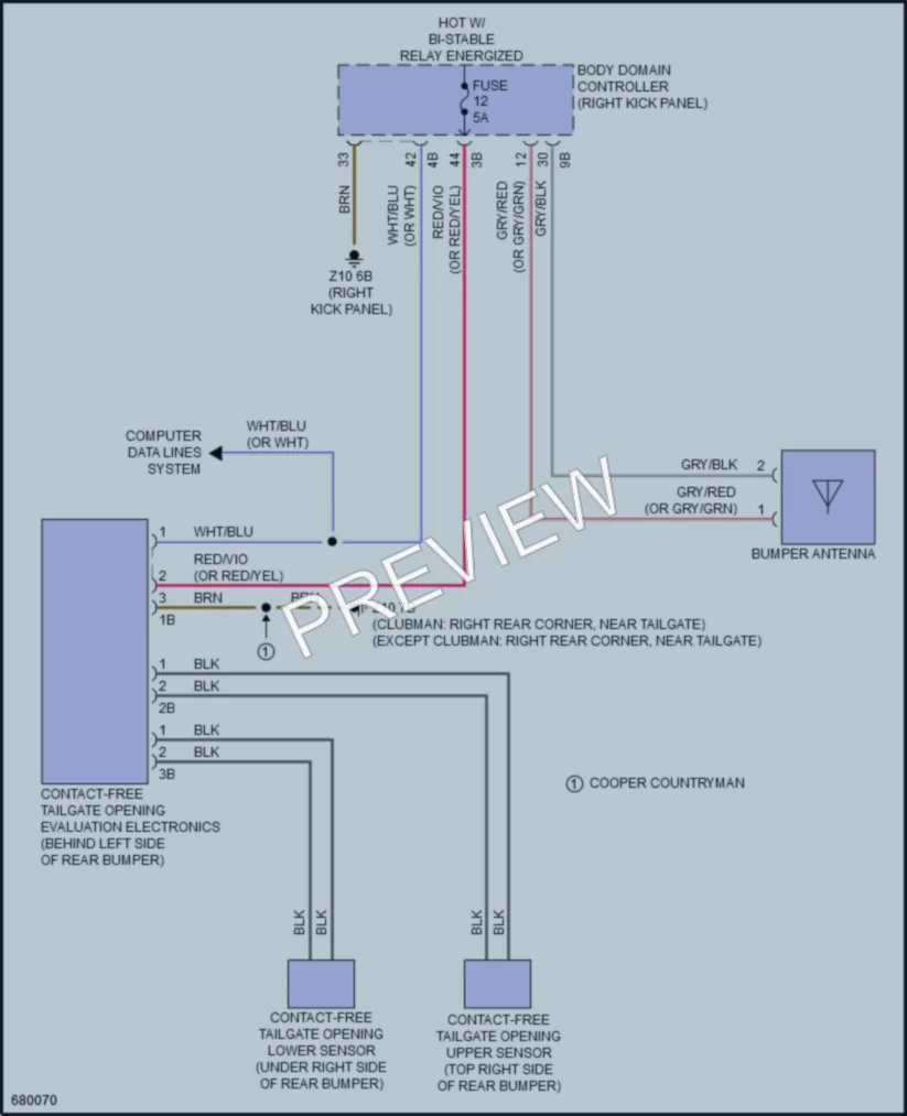 2019 MINI CooperClubman Trunk Tailgate Fuel Door wiring diagram preview