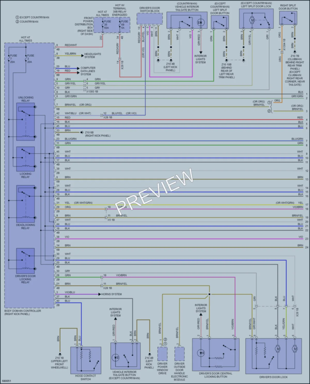 2019 MINI CooperCountryman Power Door Locks wiring diagram preview