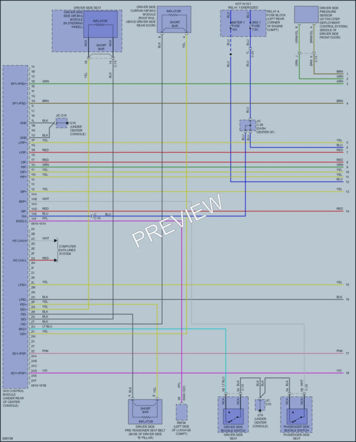 2019 Mazda 6 Supplemental Restraints wiring diagram preview